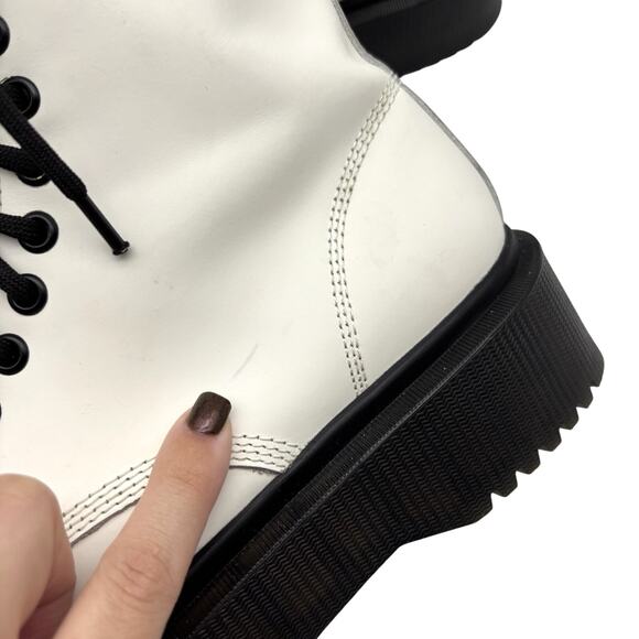 Vintage 00s Jeffrey Campbell SOPAS Lug Sole White Leather Platform Boots 8.5 - Picture 13 of 16